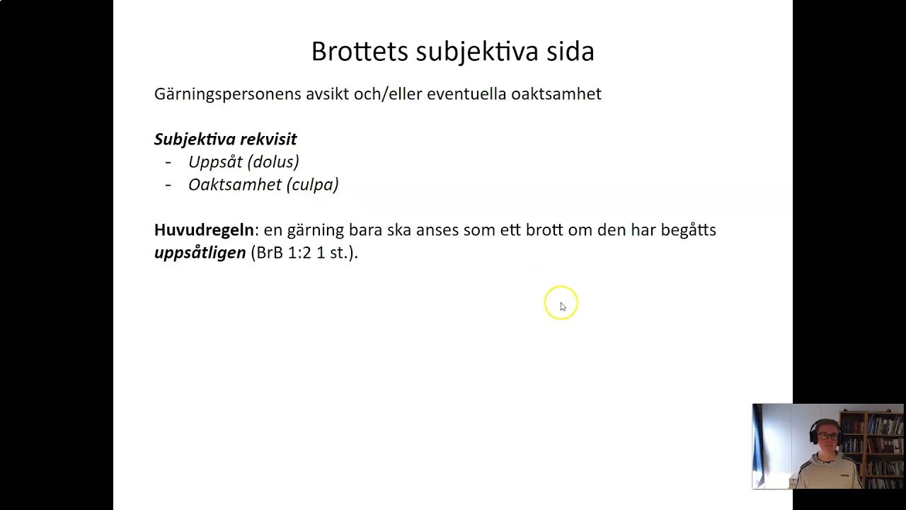 Straffr&auml;tt 2 - Del 6 - Introduktion till brottets subjektiva sida