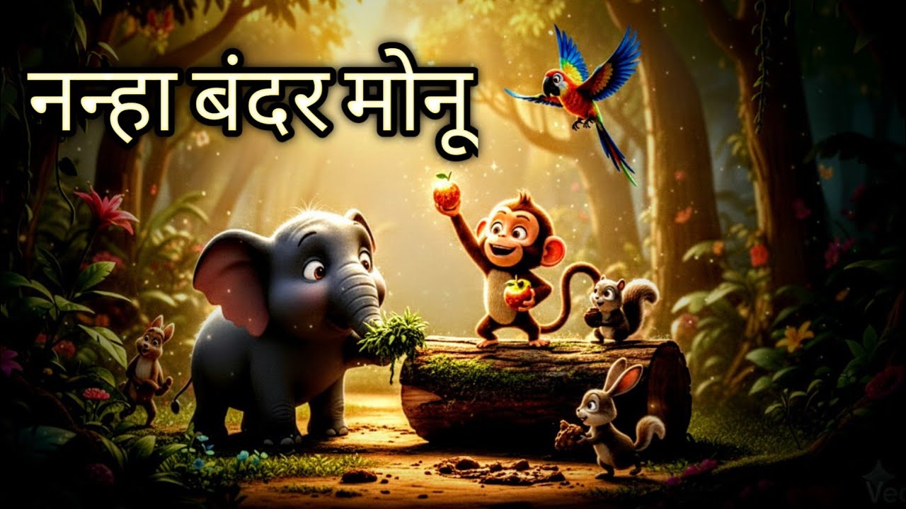 नन्हा बंदर मोनू 🐒 | Jungle Story for Kids in Hindi | सीख देने वाली मजेदार कहानी | Moral Story