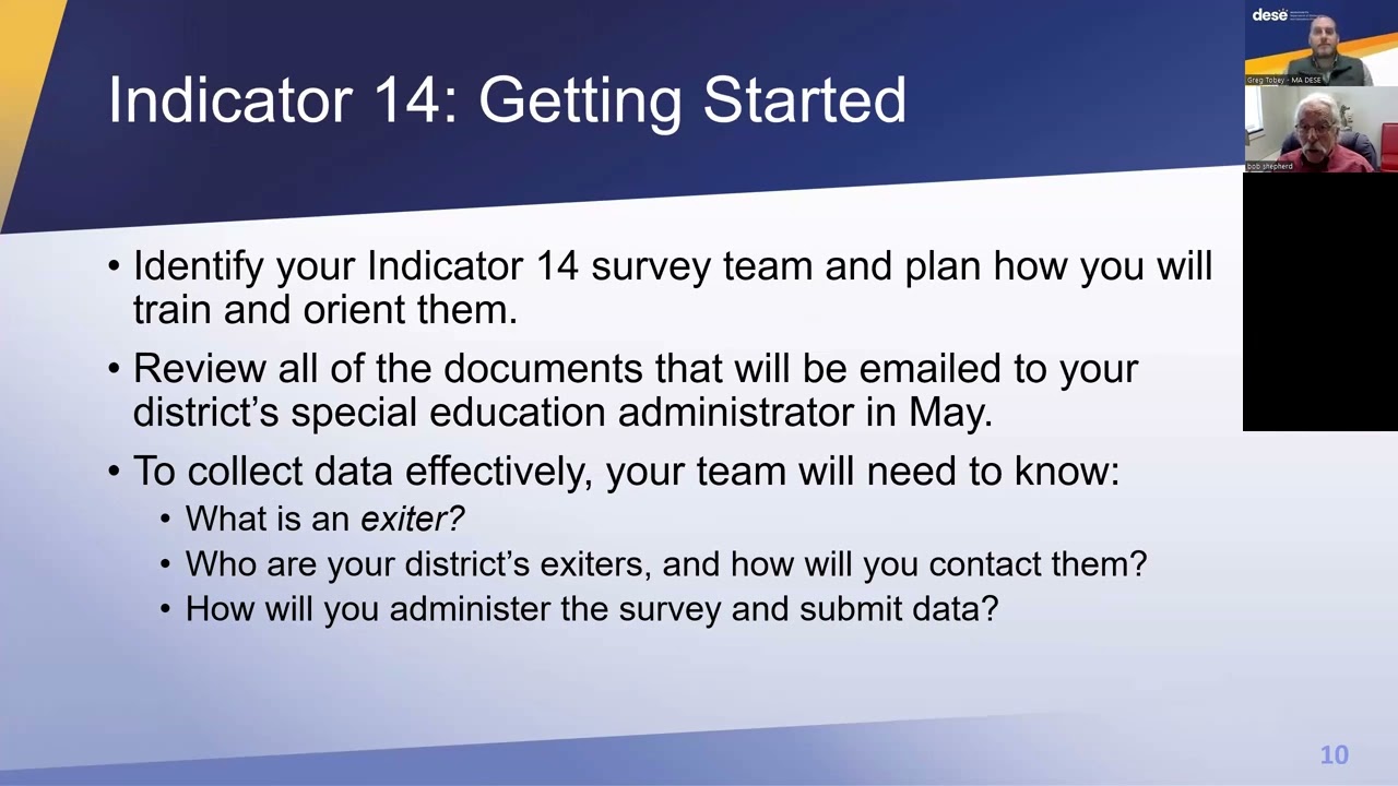 Indicator 14 Training Webinar presentation recording