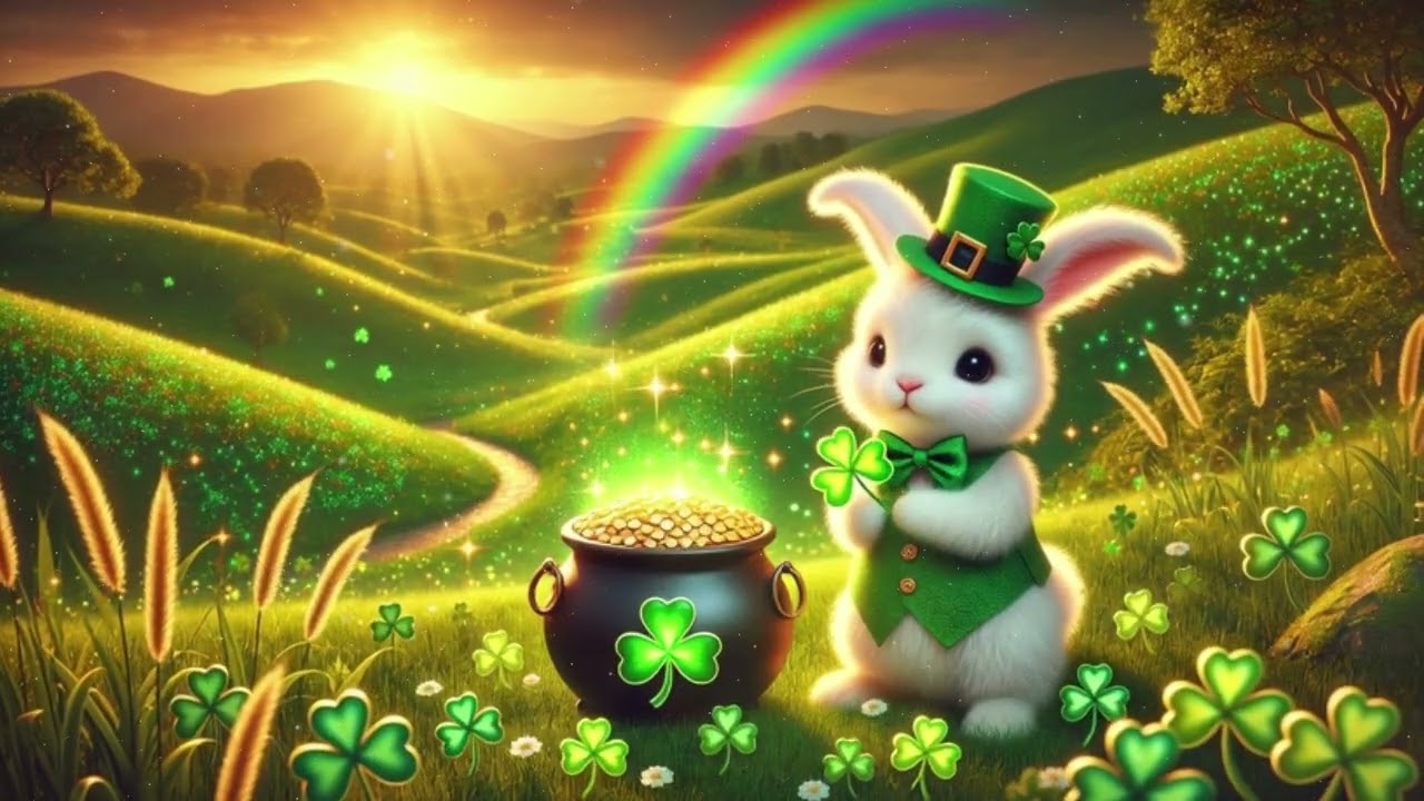 Soft Piano Music & St. Patrick’s Day Leprechaun Bunny 🍀🐰 Background Music to Relax, Work or Study