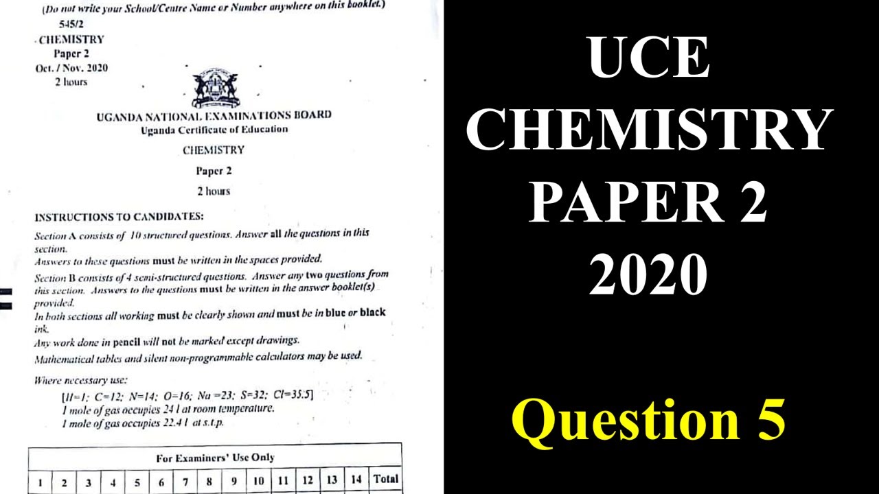 UCE Chemistry Paper 2 2020: Question 5
