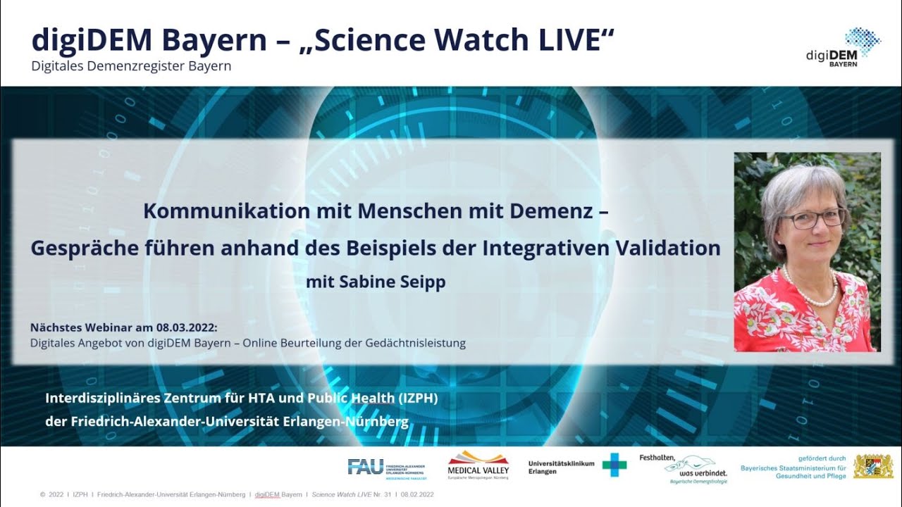 Webinar: Kommunikation mit Menschen mit Demenz - Gespräche führen anhand der Integrativen Validation