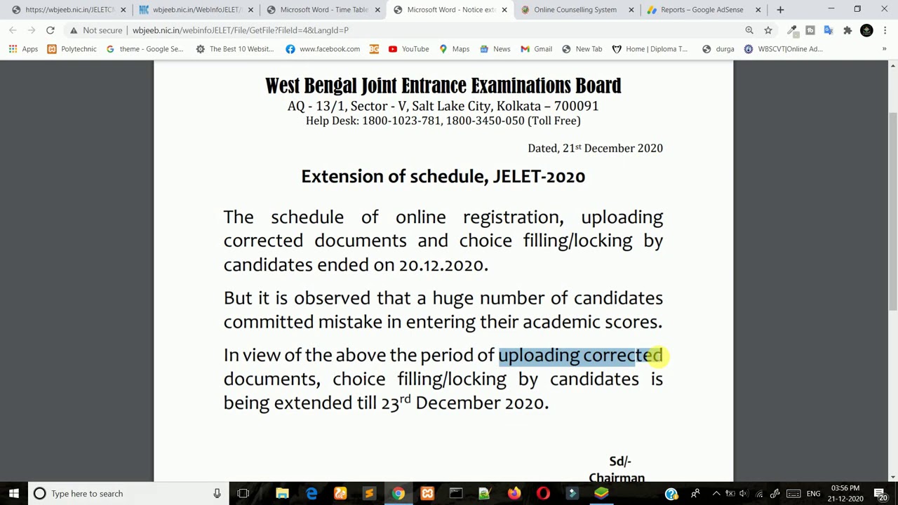 😱JELET 2020 Counselling Date Extended | Last Chance | Corrected Doc Upload, Choice Filling & Locking