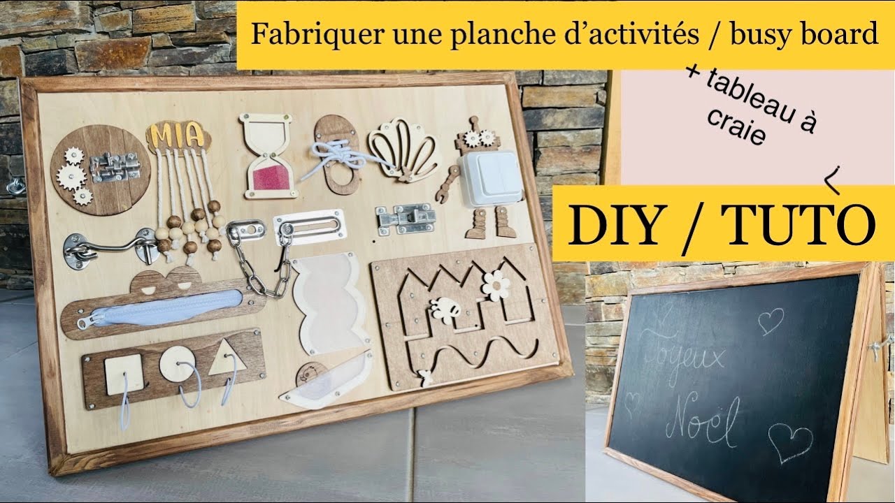 Comment fabriquer un Busy board planche d’activités montessori en bois et tableau à craie