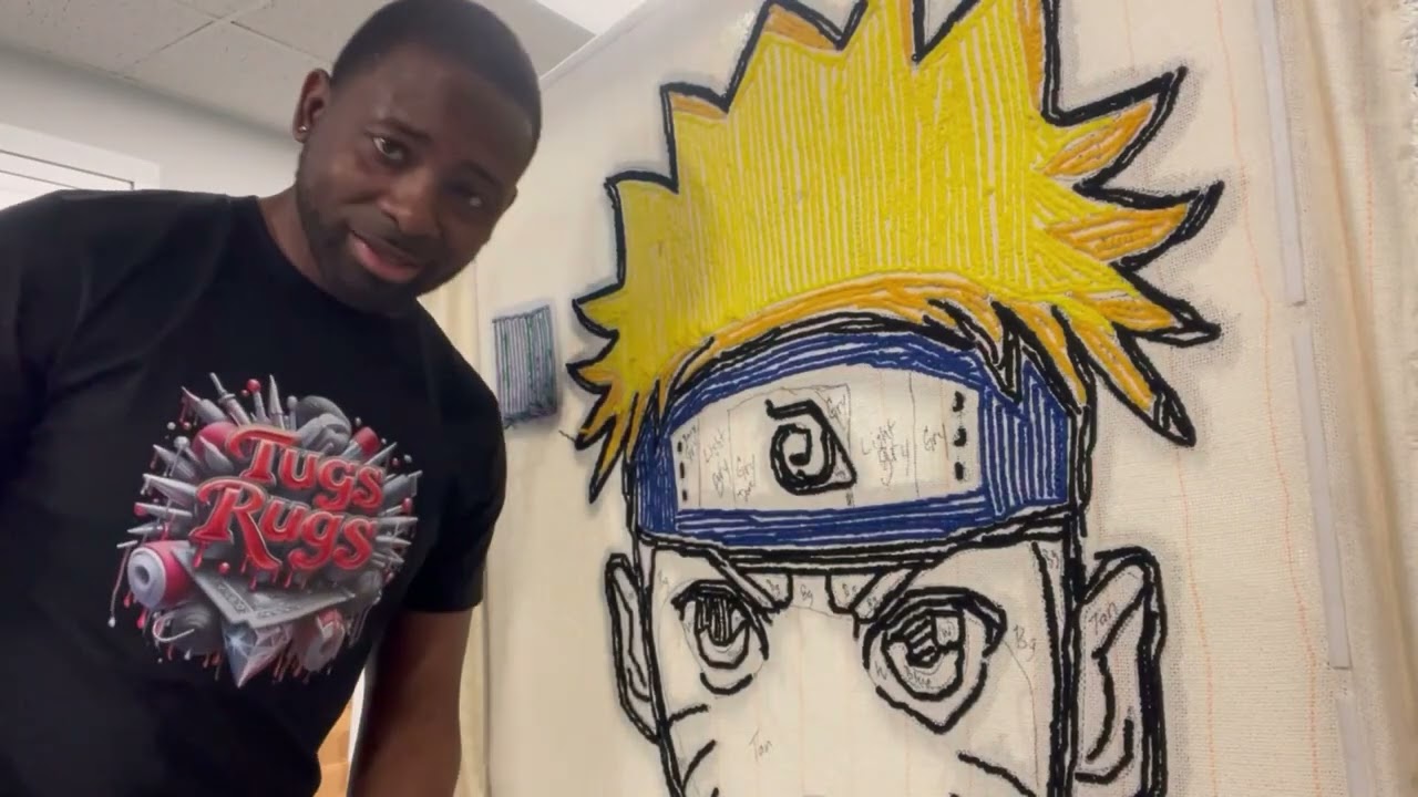 Tufting A Rug of Naruto On A Nailes Tufting Frame
