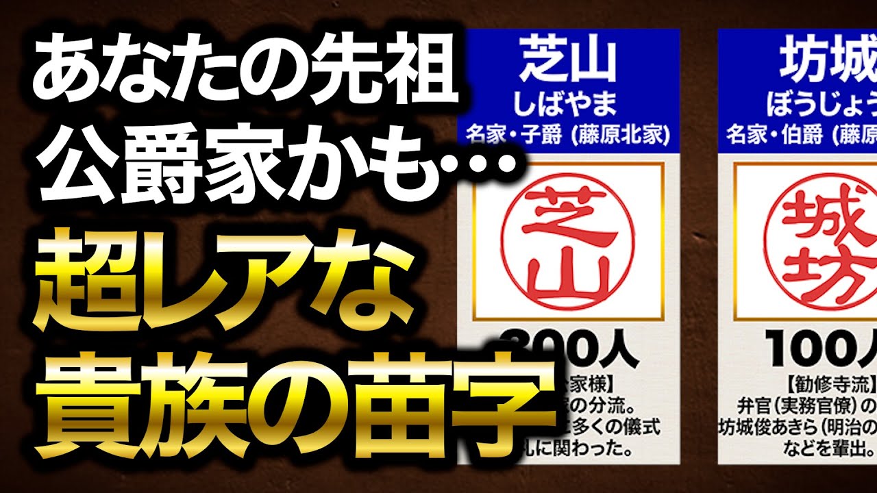 【あなたは貴族の末裔かも】貴族の中でも特に希少な苗字５５選