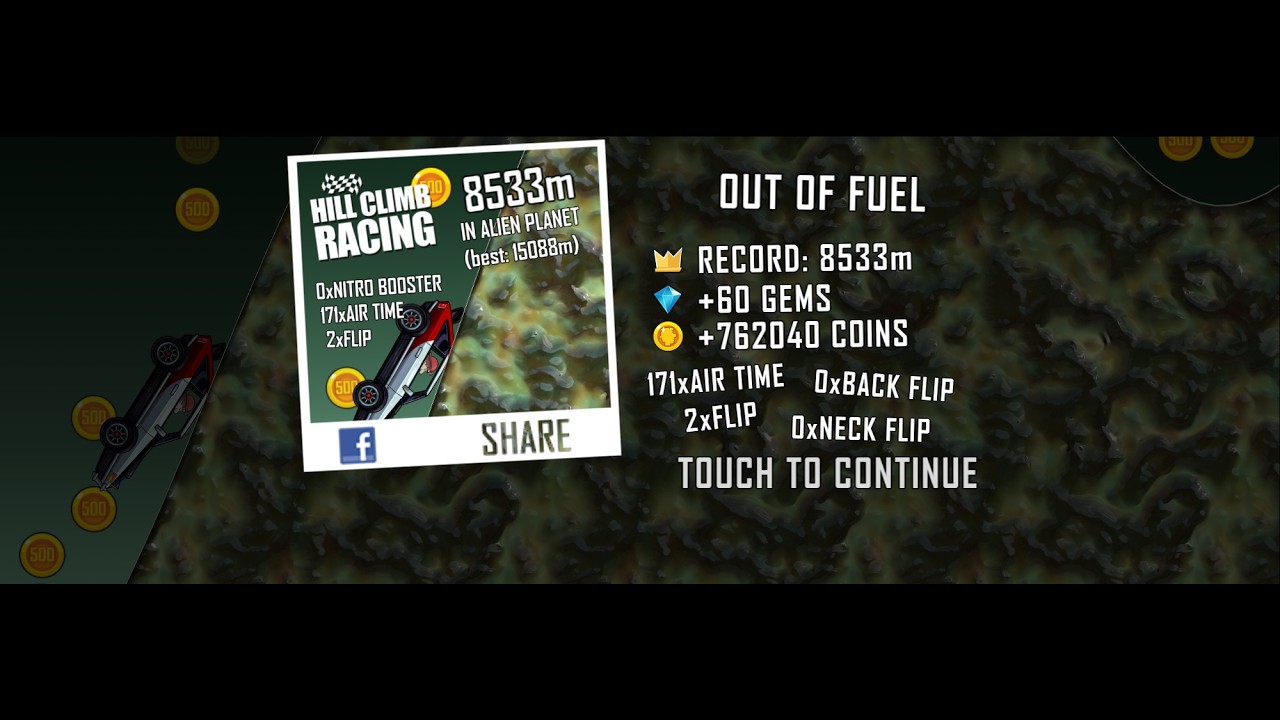 Hill Climb Racing Fast Car + Alien Planet 8533 WR