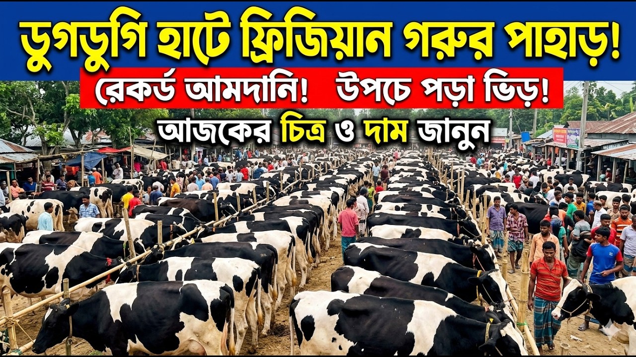 ফ্রিজিয়ান আর ফ্রিজিয়ান! গরুর আমদানিতে রেকর্ড গড়ল ডুগডুগি হাটে #friezian #cattlemarket #livestock