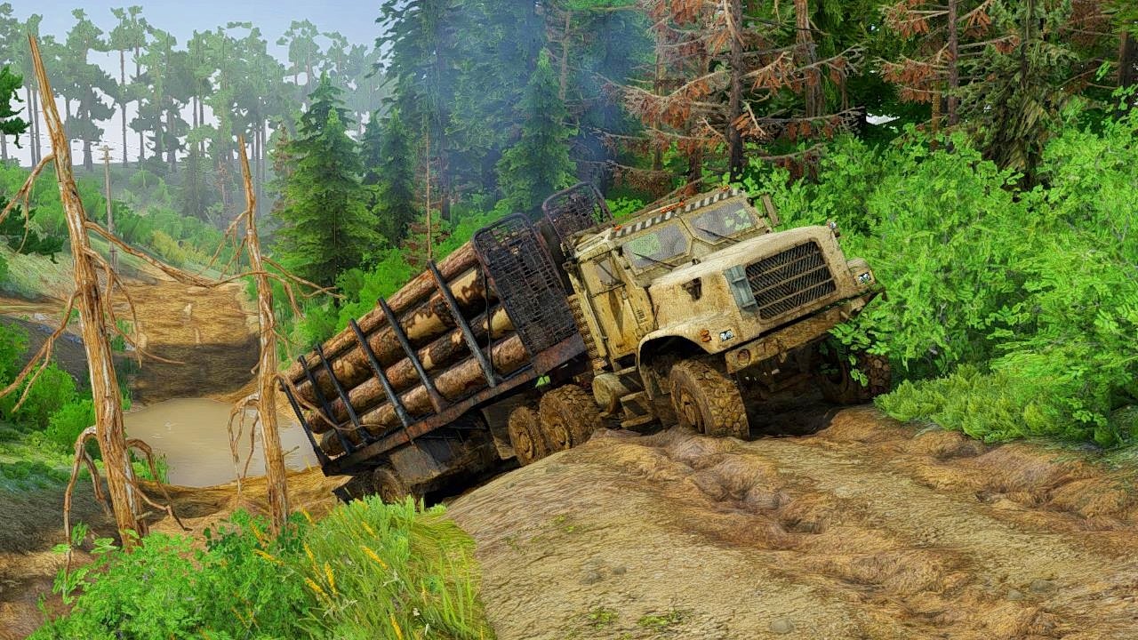 Will an old truck loaded with wood pass this dangerous road?