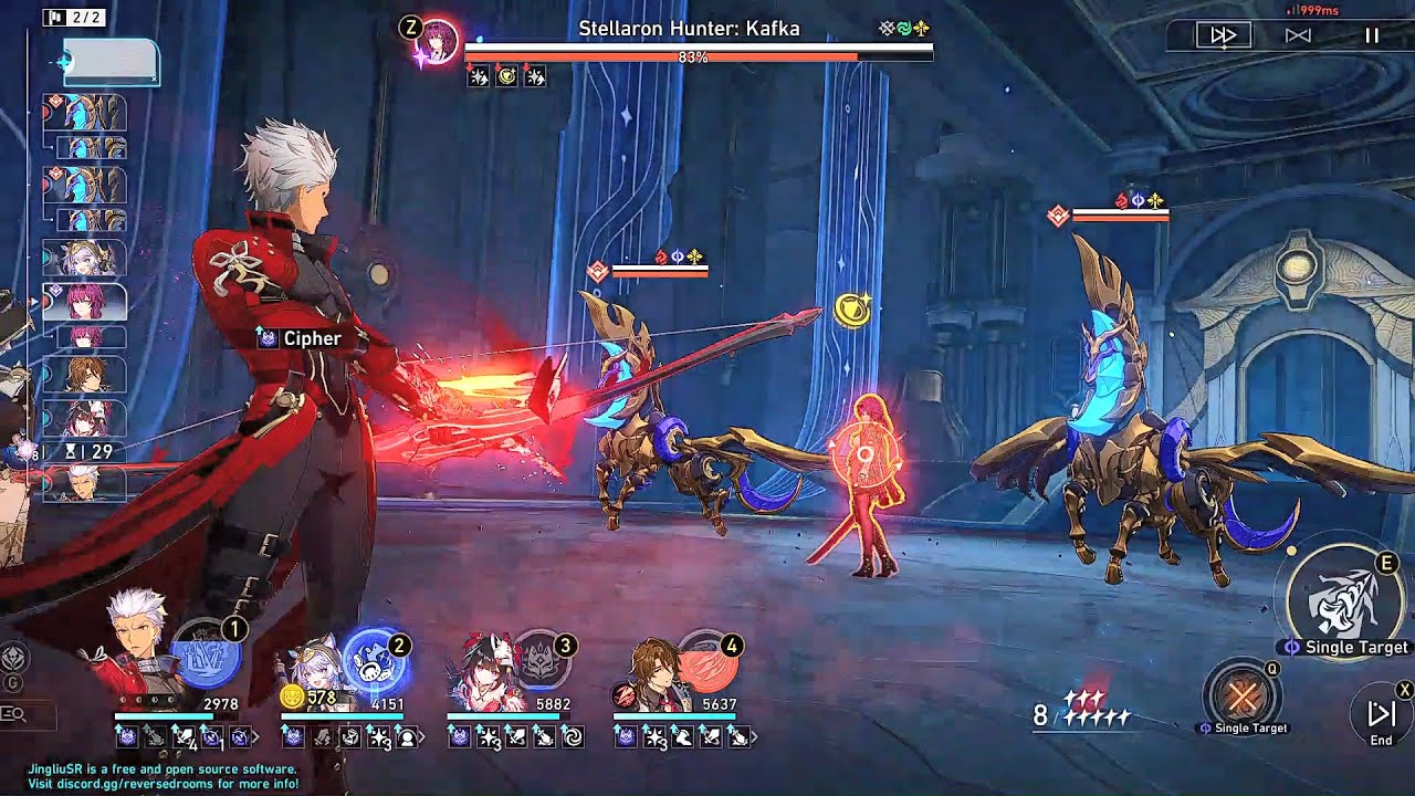 Archer 0-cycle Kafka w/ standard sustain team ft. Cipher Sparkle Gallagher | HSR 3.4v2