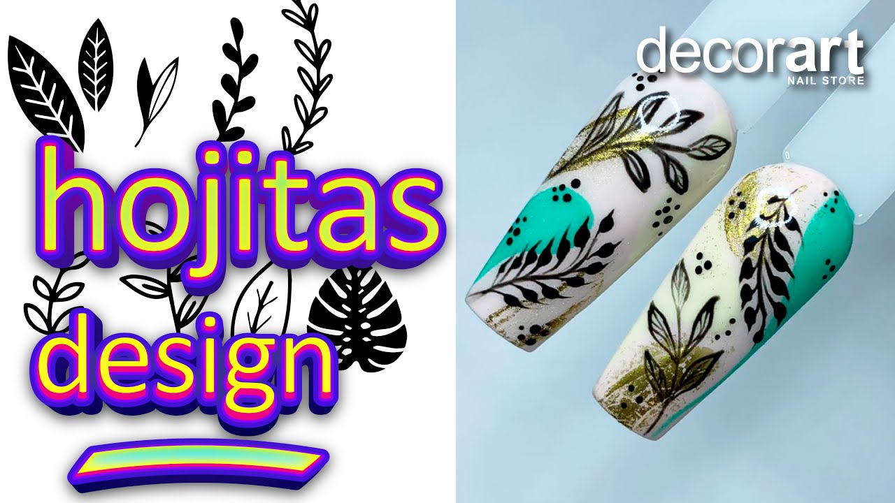 NAIL ART / Uñas diseño de hojitas y ramas