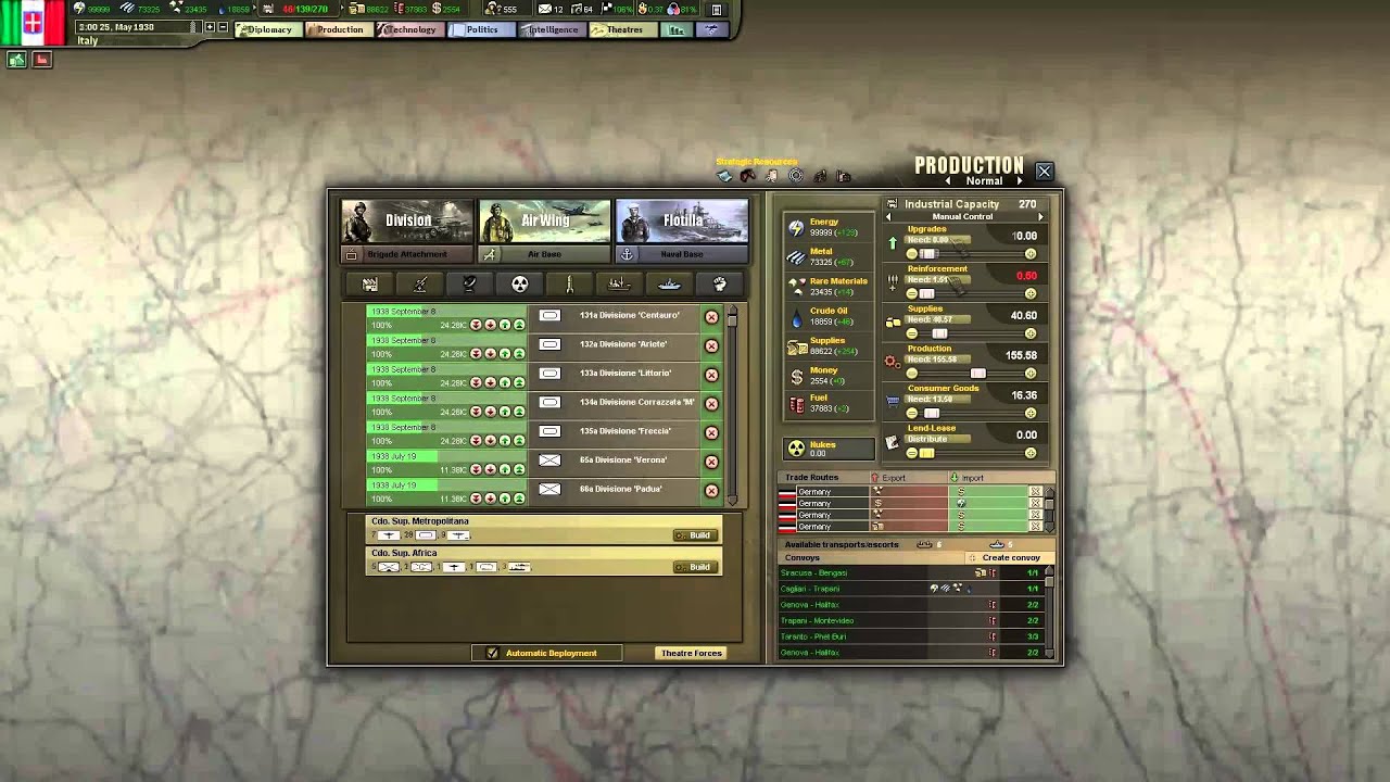 The Roman Empire in Hearts of Iron 3 (10x speed)