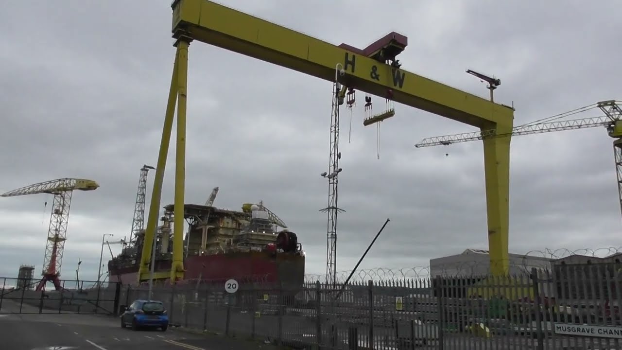 Down at Harland and Wolff Cranes Belfast Again Watching the Searose Get Some Work