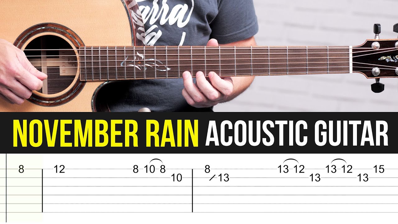 Cómo tocar November Rain en GUITARRA acústica Fácil - SOLO con TABS