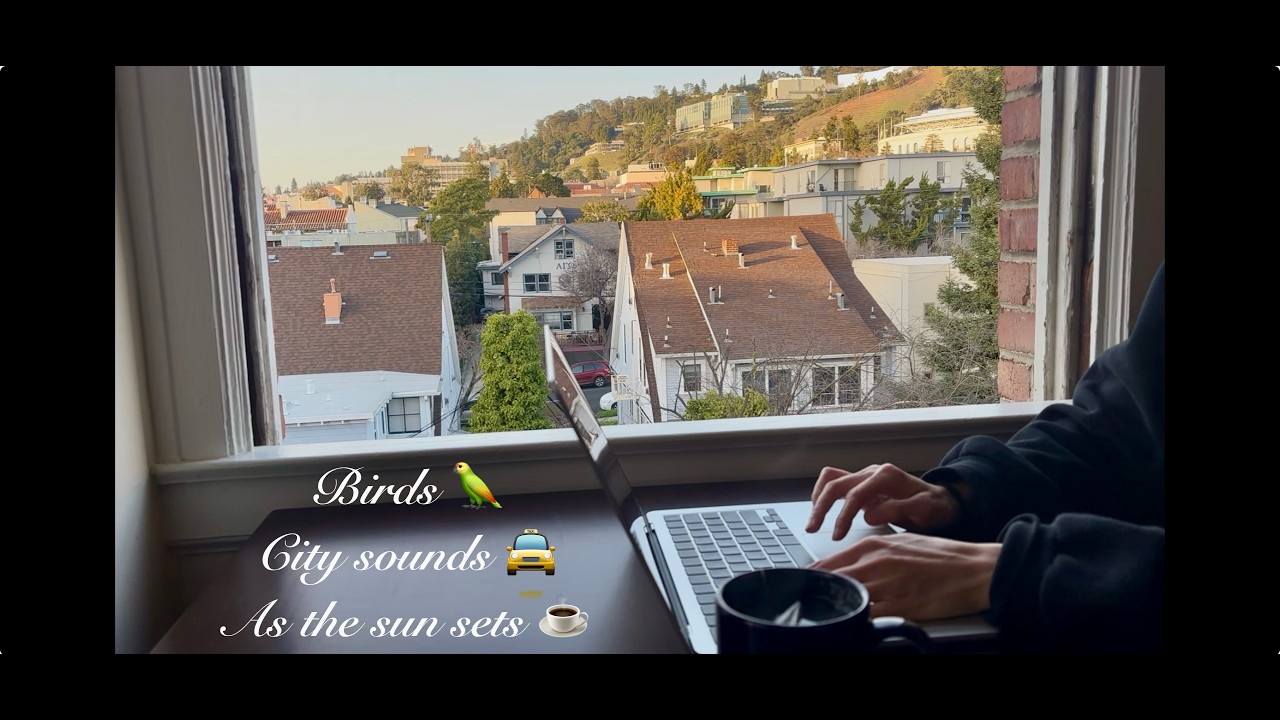 Study with me on a sunny late afternoon 📚 1 hour of deep focus with a beautiful sunset in real time