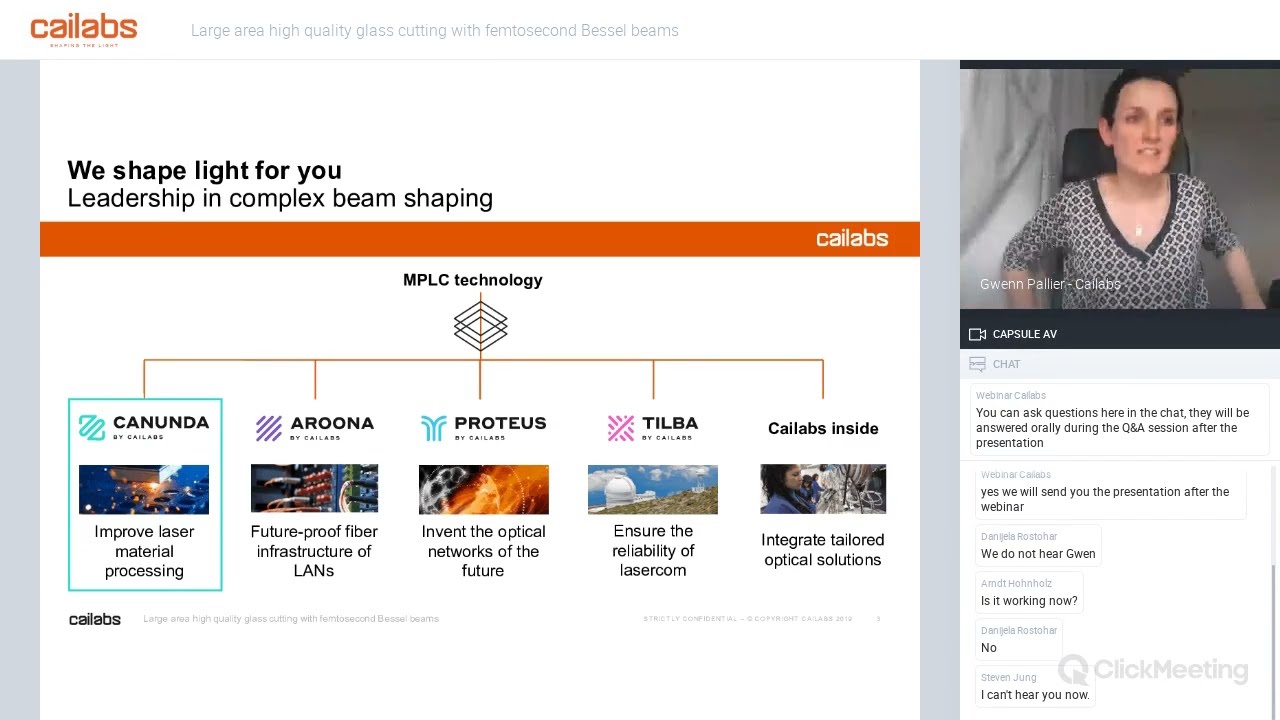 Webinar replay: Large area high quality glass cutting with femtosecond Bessel beams