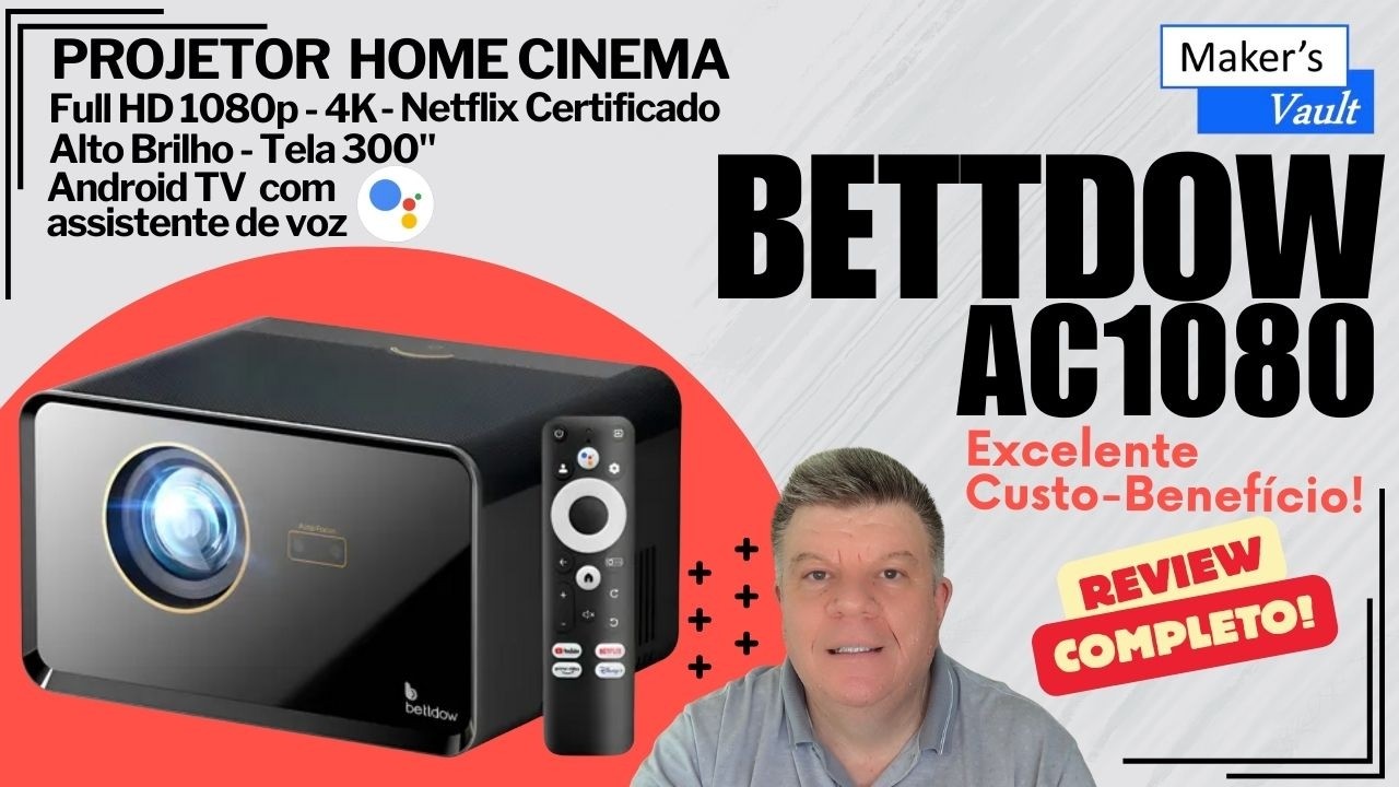 🟢Projetor Bettdow AC1080 | Full HD HDR Android TV Netflix Certificado |  Review Completo