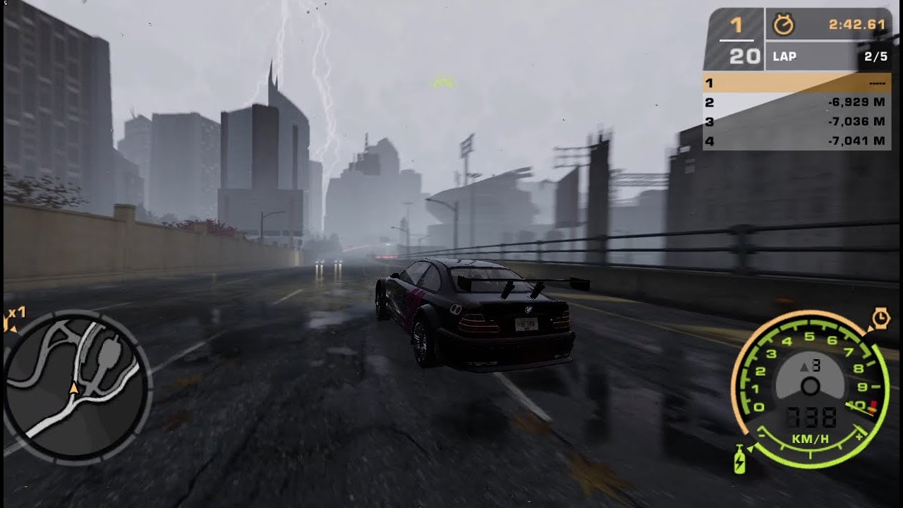 bmw 1200km in the longest circuit with 5 laps with crazy traffic | nfs most wanted