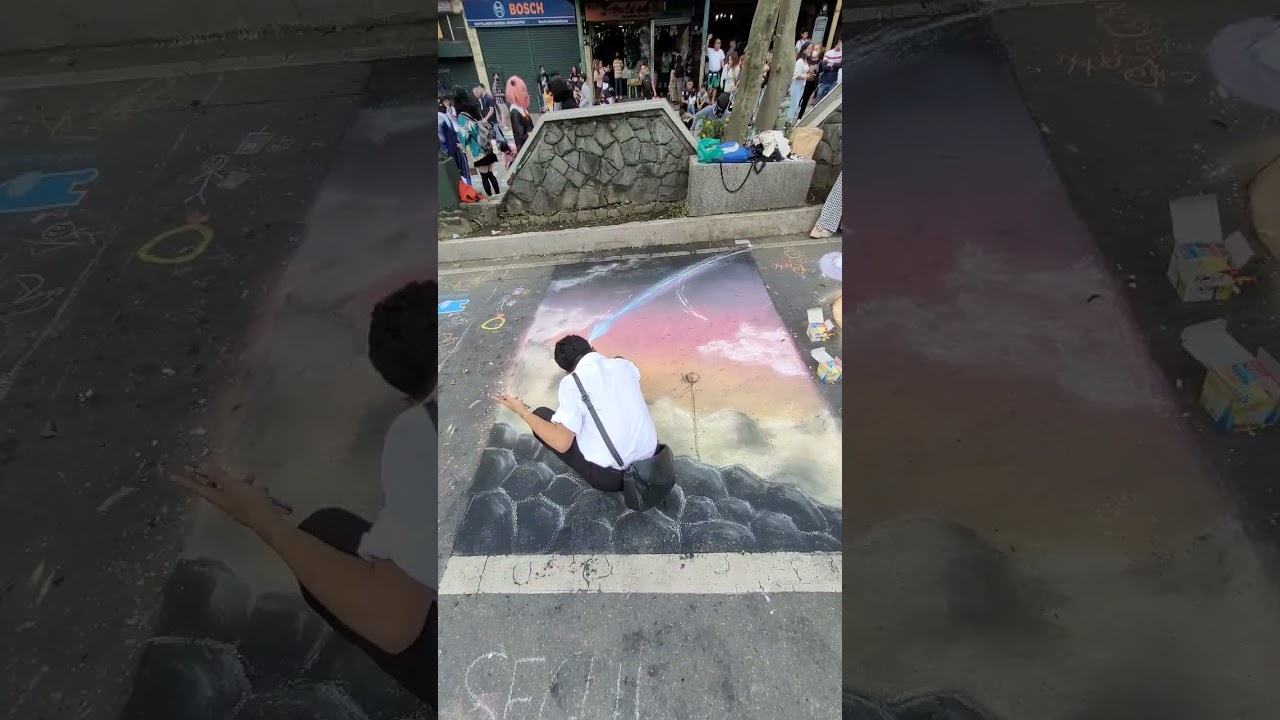 Beautiful Chalk Art at Session Rd.! #chalkart #sessionroad #baguiocity #shorts