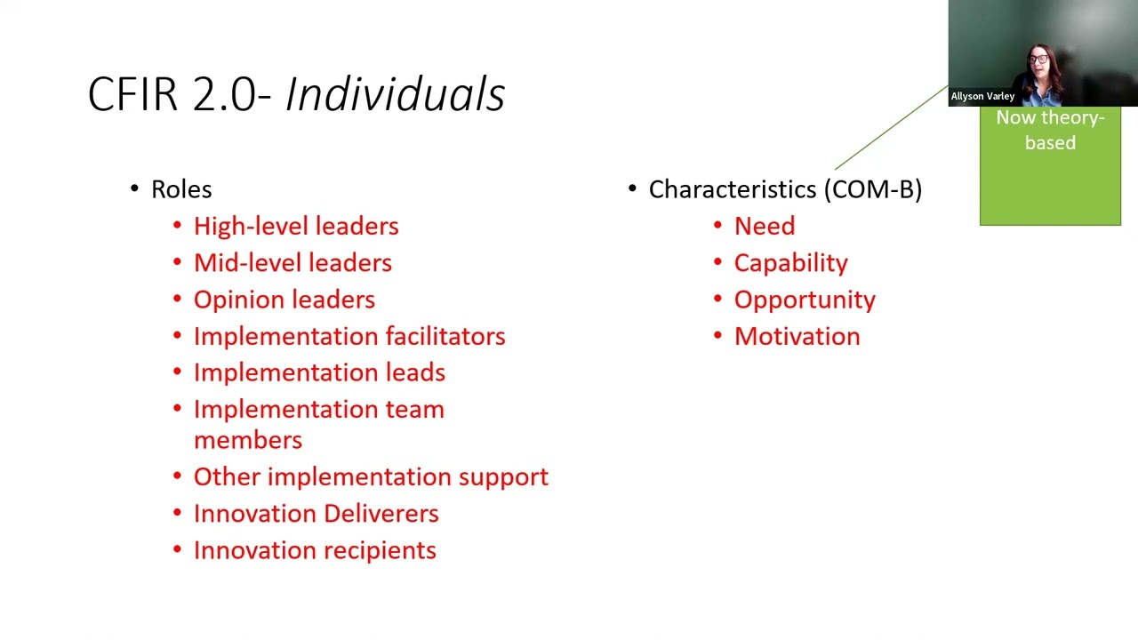 Consolidated Framework for Implementation Research