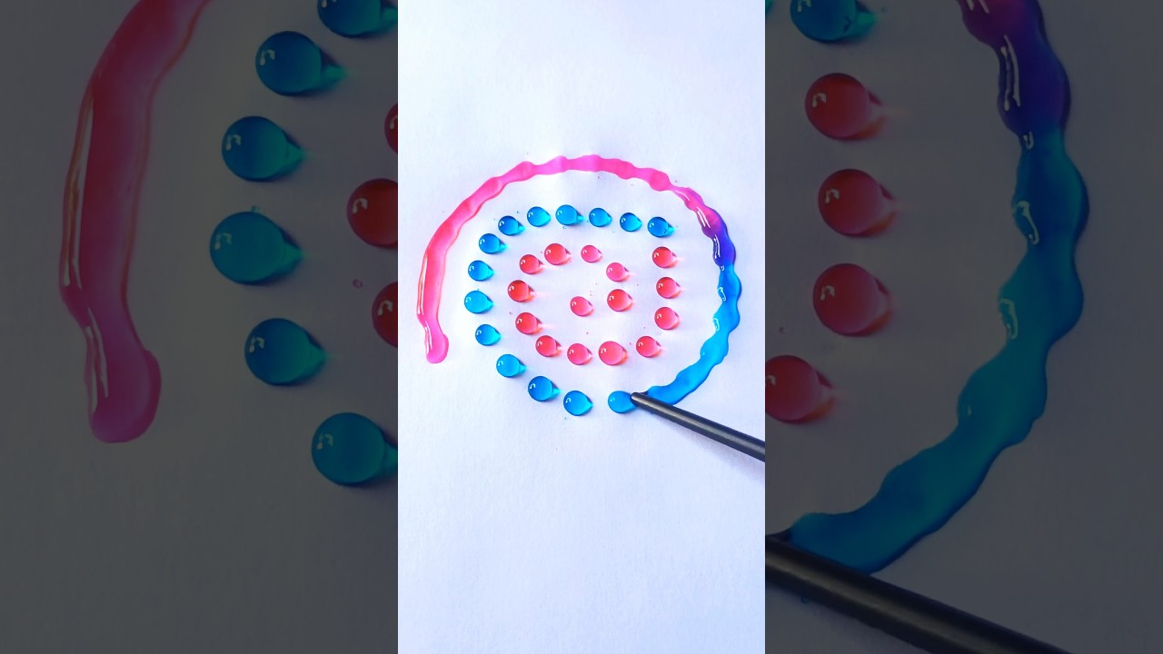 🌈💧🎨 Setisfying Colour Drop Mixing🔴🟣🟡 
