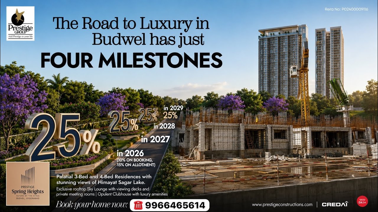 Роскошные 3- и 4-комнатные квартиры 🏠 в Будвеле, Хайдарабад | Prestige Spring Heights, Раджендра ...