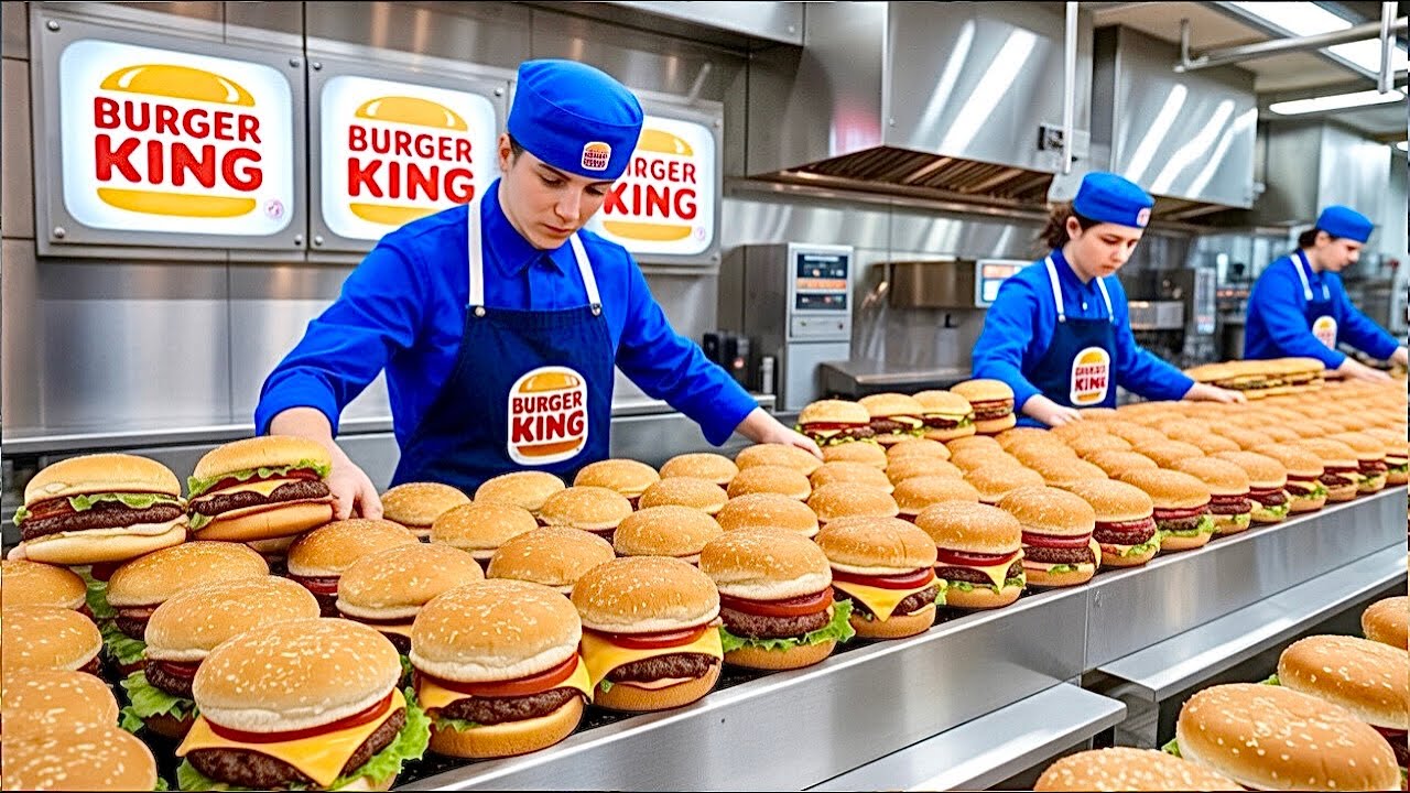 CÓMO se HACEN las HAMBURGUESAS de BURGER KING 🍔 | PROCESO INDUSTRIAL 🏭