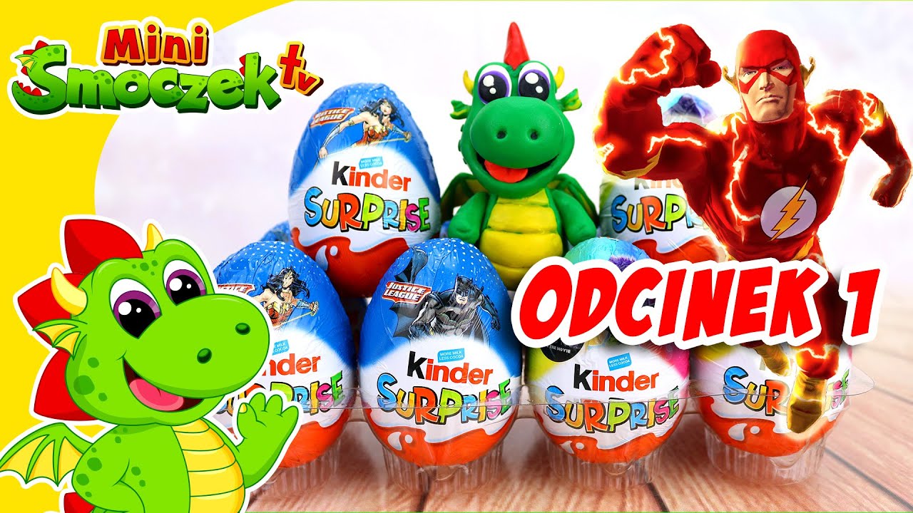 Mini Smoczek Otwiera Jajka Kinder Niespodzianki z Superbohaterami | Liga Sprawiedliwości