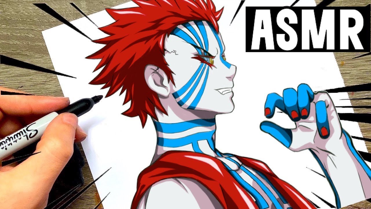 ASMR FR - Je dessine AKASA ! Demon slayer