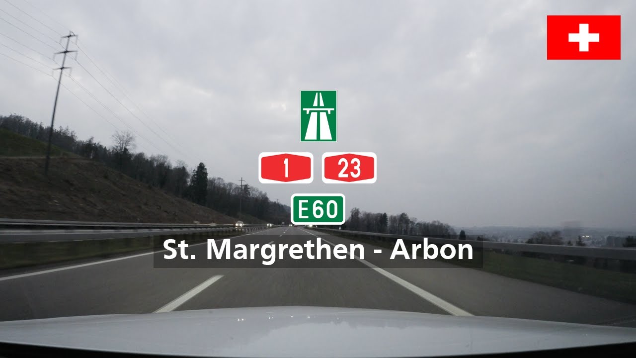 [4K] Driving in Switzerland: A1, E60 & A23 from St. Margrethen to Arbon