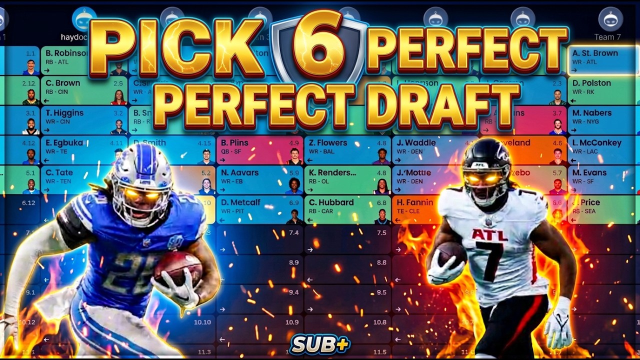 PICK 6 12 MAN PPR FANTASY FOOTBALL MOCK DRAFT!