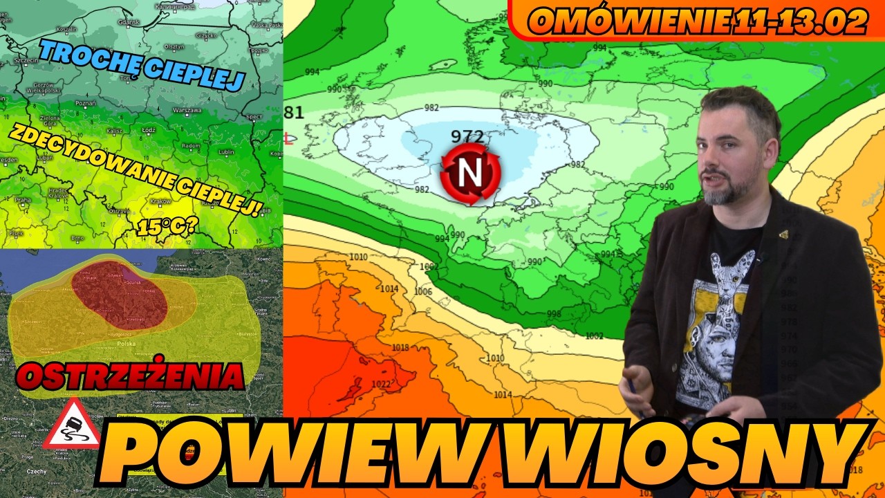 Powiew wiosny. Na południu nawet do 15°C. Na północy delikatnie powyżej zera. Marznące opady.