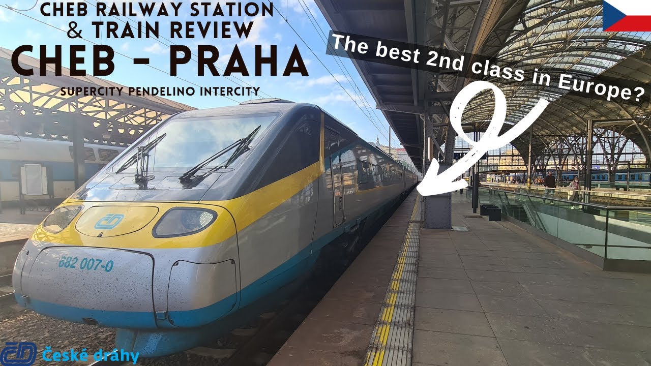 Cheb - Prague (Praha) in Czechia with a Pendelino SuperCity tilting train. Station & train review