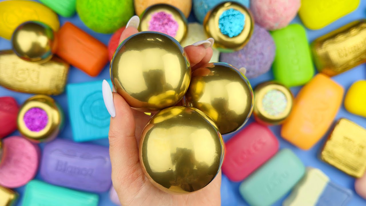 ASMR Soap boxes with starch аnd foam★Soap balls with glitter★
