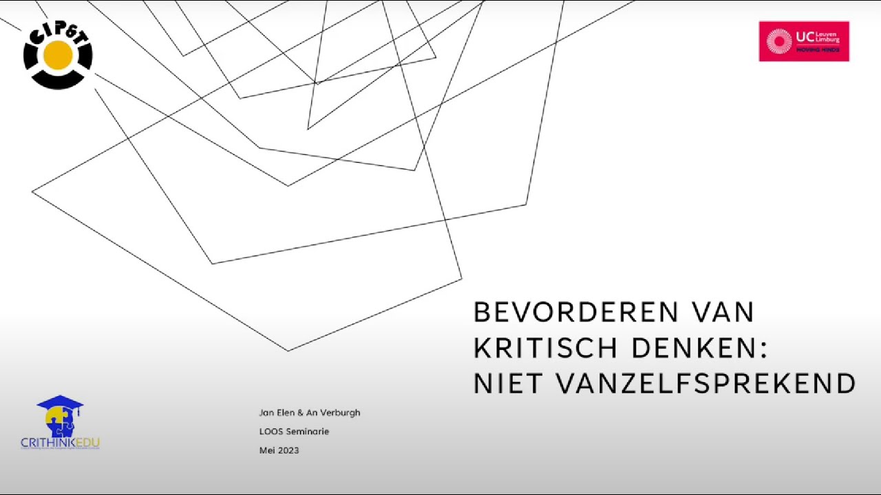 LOOS Symposium 6 (Bevorderen van) kritisch denken: niet vanzelfsprekend