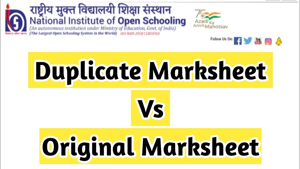 Nios Duplicate Marksheet Vs Original Marksheet | Task Is Helping (NIOS) #nios #duplicatemarksheet