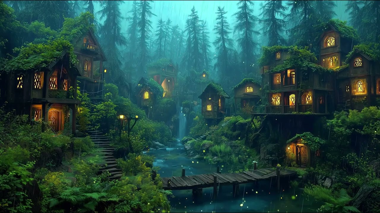 Fantasy Music for Relaxation and Anxiety Relief | Rain In Elven Village