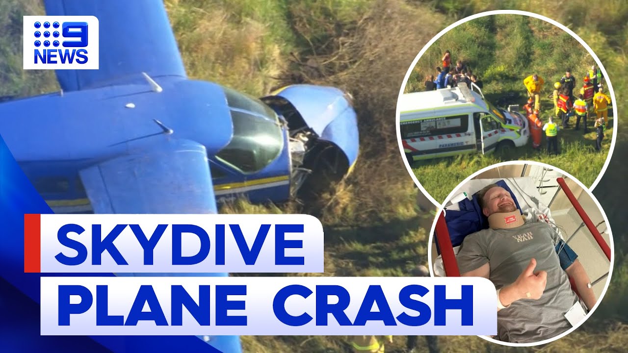 Skydiving aircraft crashes with 17 people onboard | 9 News Australia