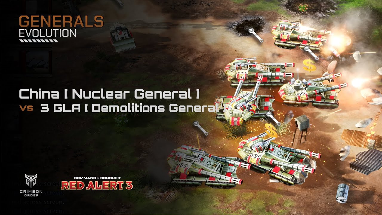 Red Alert 3 [Generals Evolution Mod] - China Nuclear vs 3 GLA Demolitions Brutal AI
