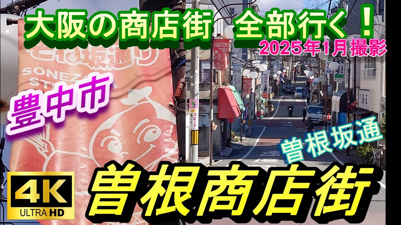 4K 曽根商店街【 大阪の商店街全部行く 】そね坂通り 豊中市 阪急宝塚線 ダイエー 昭和レトロ グルメシティー 下町
