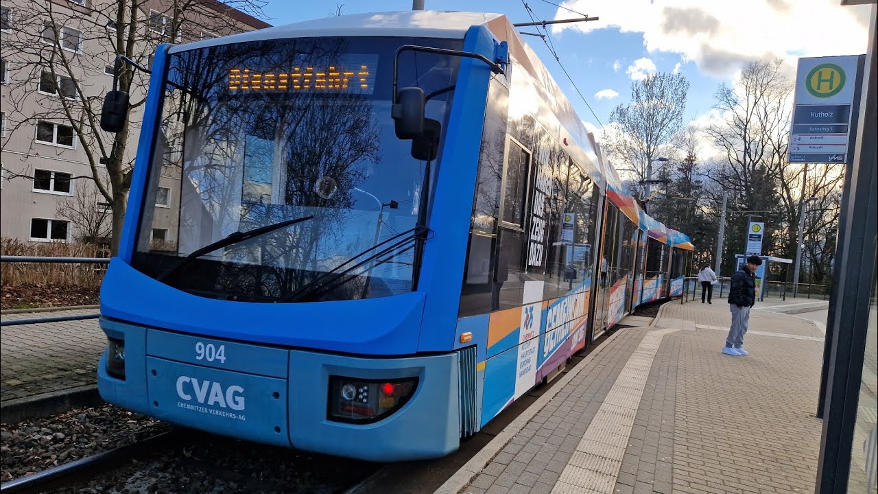 Straßenbahn Chemnitz | Mitfahrt in der kompletten 4 von Hauptbahnhof bis Hutholz in der Variobahn