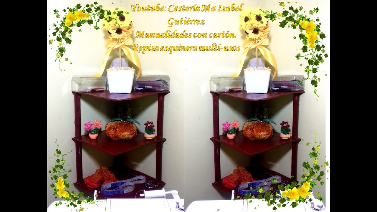 Manualidades con cartón. Repisa esquinera de pared multi usos. How to make cardboard shelves