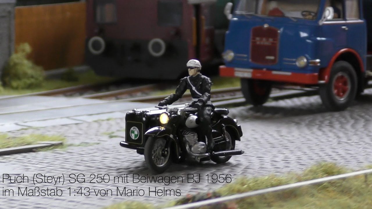 Puch SG250 mit Beiwagen in Maßstab 1:43 auf Sonntagstour | 4K/UHD | RC