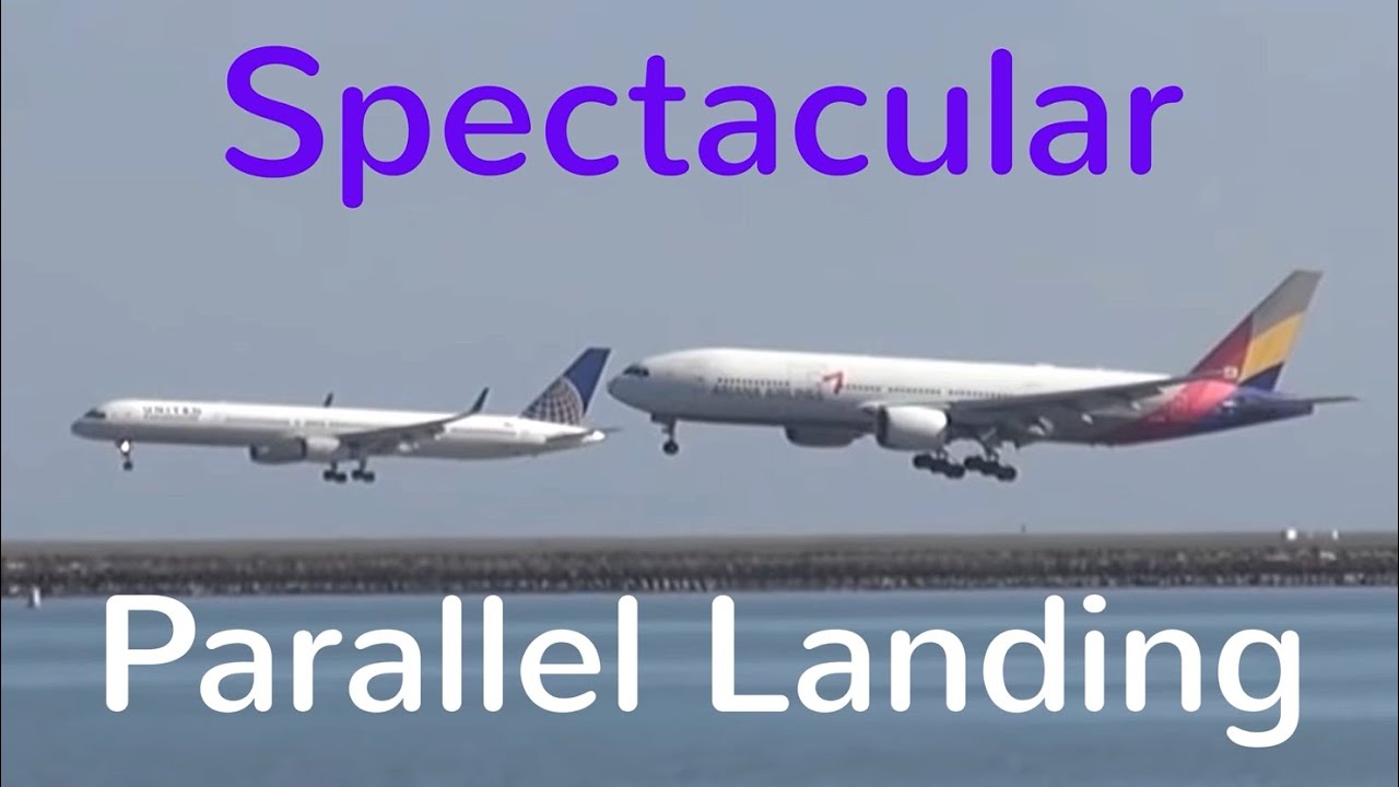 Spectacular Parallel Landing at San Francisco Int&acute;l Airport SFO