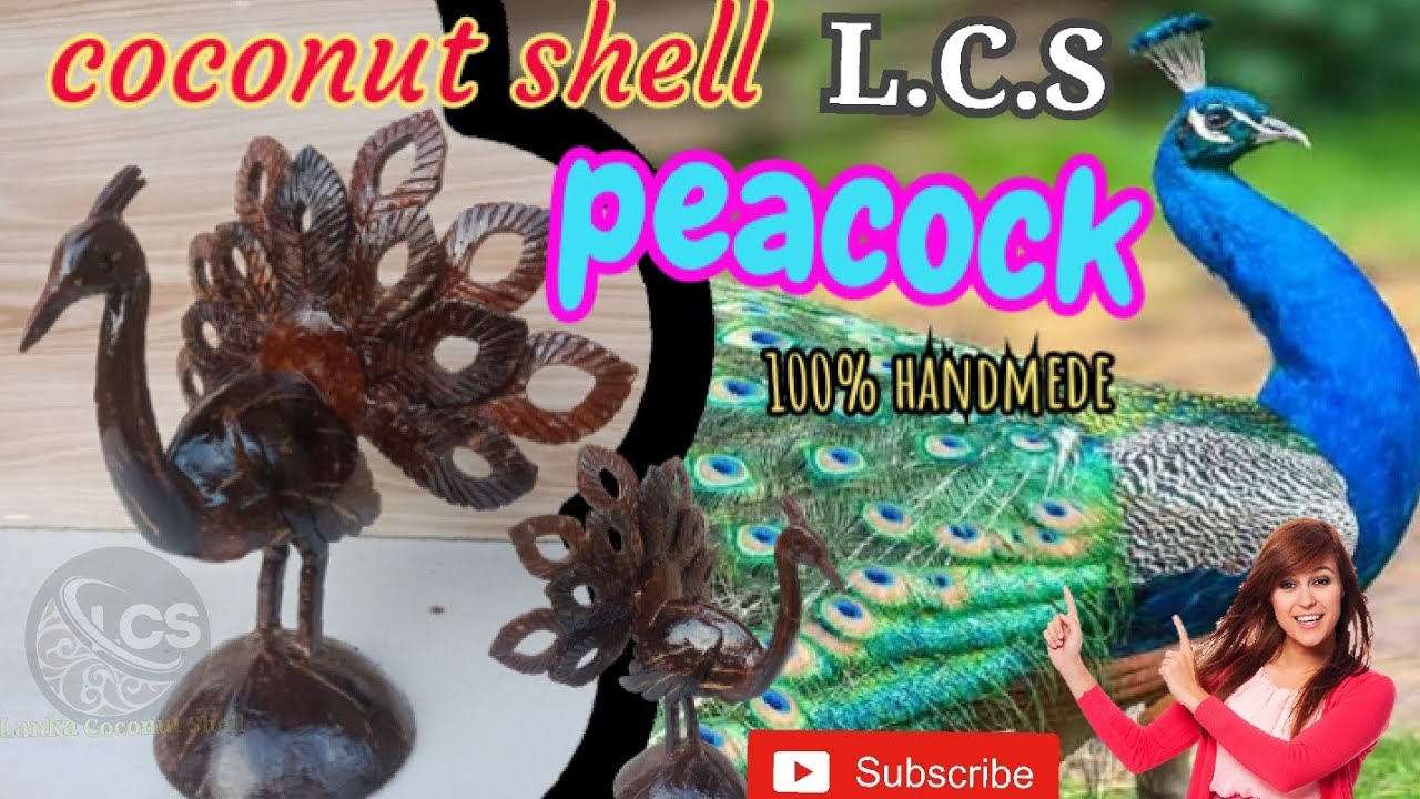 peacock coconut shell 🌴🥥☺️ craft #woodcarvingtutorial​ #woodcarving​ #handmade #woodecoconutshell