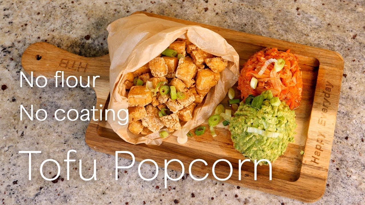3 Ingredient Crispy Tofu Popcorn - Low Carb High Plant-based Protein Snack