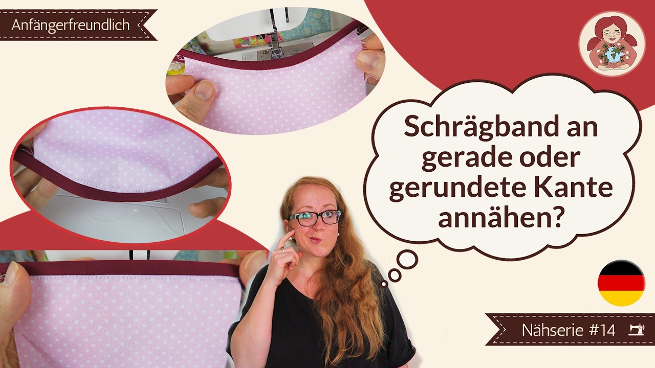 Schrägband an geraden und gerundeten Kanten anbringen • Nähen lernen für Anfänger Serie