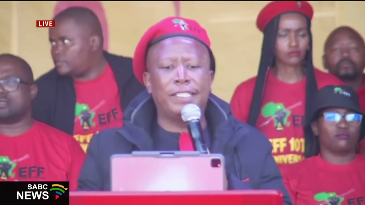 Malema addresses EFF 10th anniversary in Marikana