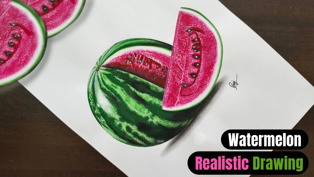 The BEST Way to Draw a REALISTIC Watermelon #art #watermelon #drawing