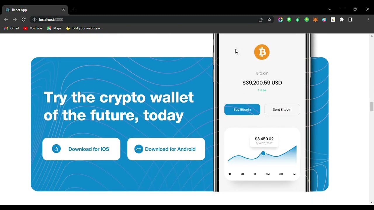 How to create a crypto landing page using react.js